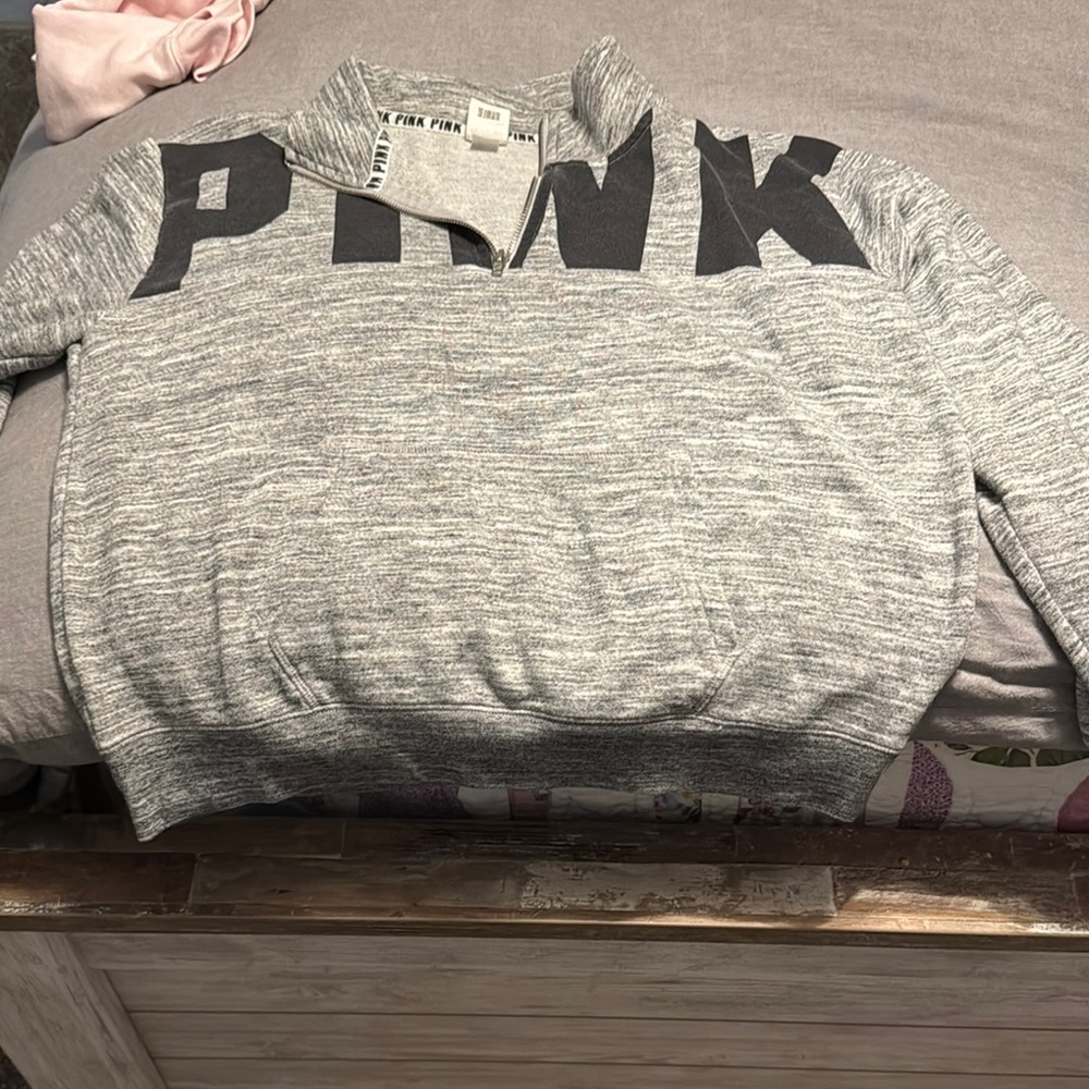 PINK Victoria's Secret Gray and Black Heathered Sweatshirt